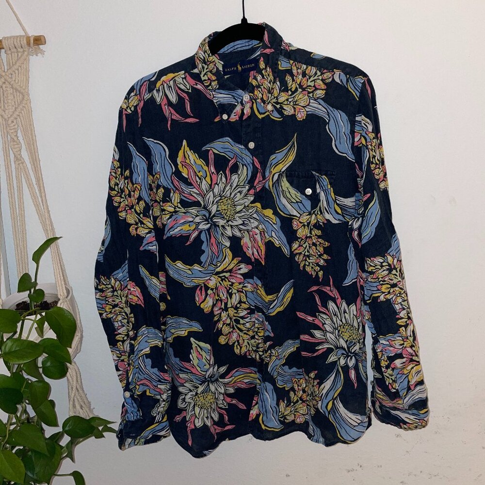 Ralph Lauren Floral Linen Shirt Medium